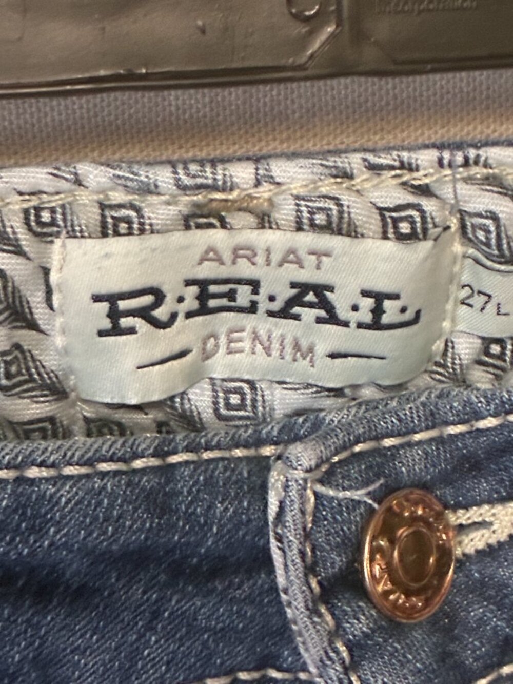Ariat Real Jeans Womens 27L Blue Denim Western Bootcut Cowgirl Embroidered - Picture 3 of 9